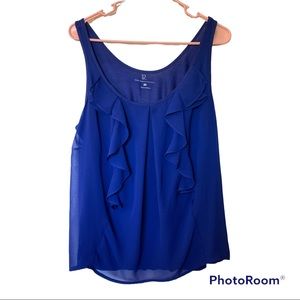 New York & Company Royal Blue Ruffle Tank Size XL